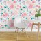 Pre-Pasted Wallpaper 2FT Wide Blooms, Mermaid Lagoon, Floral, Pink, Peach, Spring, Girls Room, Nursery Custom Pre-pasted Wallpaper by Spoonflower